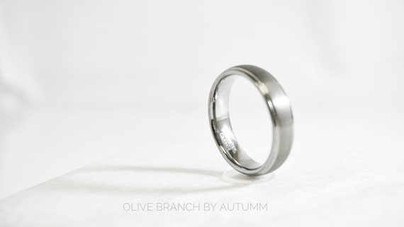Tungsten Ring Men Wedding Band 6mm Domed Brushed Center High Polish Ridge Edge Tungsten Ring Men Wedding Band 6mm Domed Brushed Center High Polish Ridge Edge