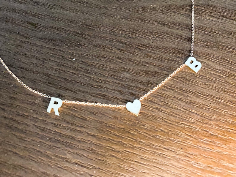 14k Solid Gold Spaced Letter Name Necklace Personalized Name Etsy