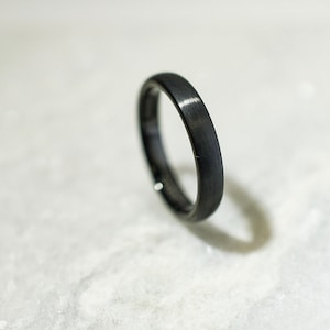 Tungsten Carbide Brushed Black IP Plated Caldsic Domed Band 4mm Wedding Ring | Promise Ring | Engraved Personalized Ring
