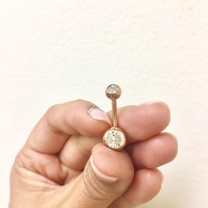 Flash Sale Rose Gold Double CZ Titanium Belly Ring image 1