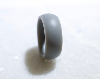 FLASH SALE** Mens Grey Silicone Classic Domed Wedding Band | Promise Ring | Outdoorsy | Sports Ring | Anniversary Gift