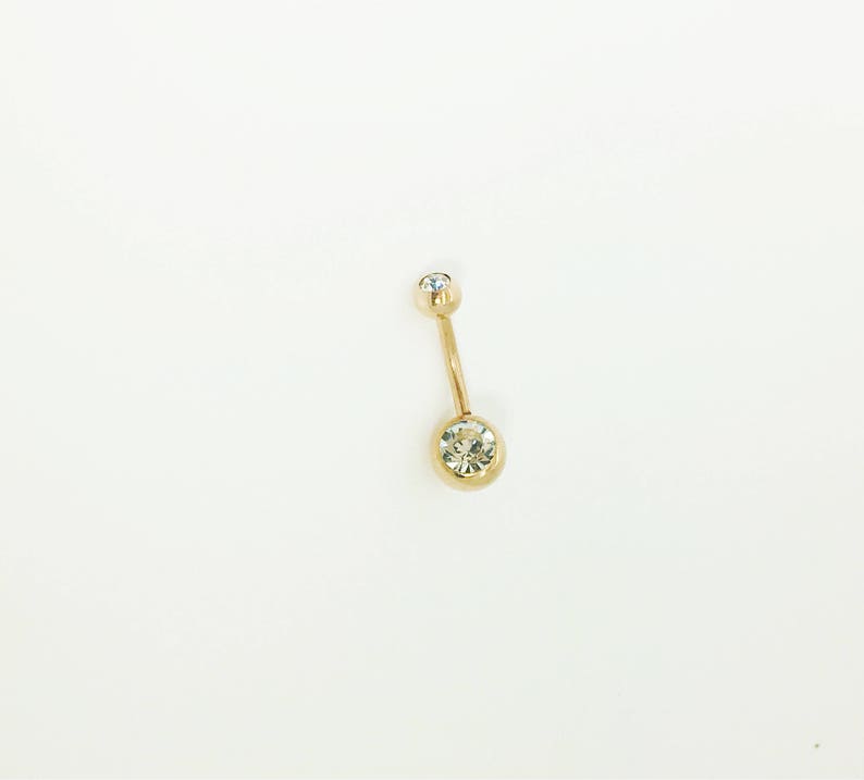 Flash Sale Rose Gold Double CZ Titanium Belly Ring image 2