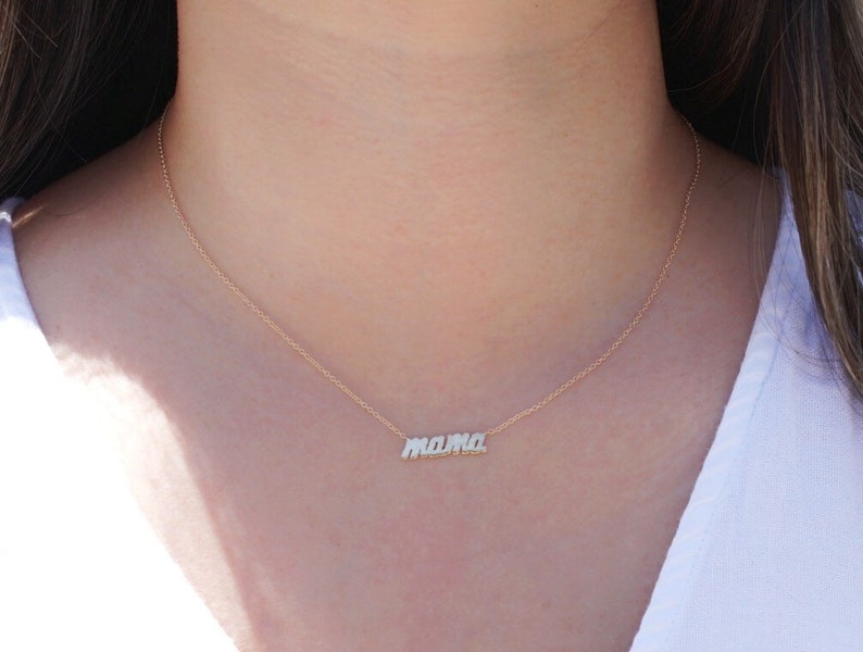 14k Solid Gold MAMA necklace image 2