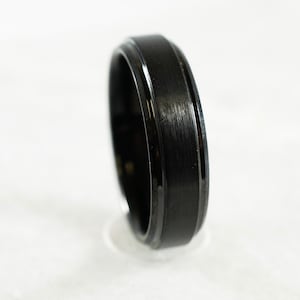 Flash Sale * Men&#39;s Tungsten Carbide Wedding Band Flat Brushed Center with High Polished Step | Promise Ring | Anniversary Gift