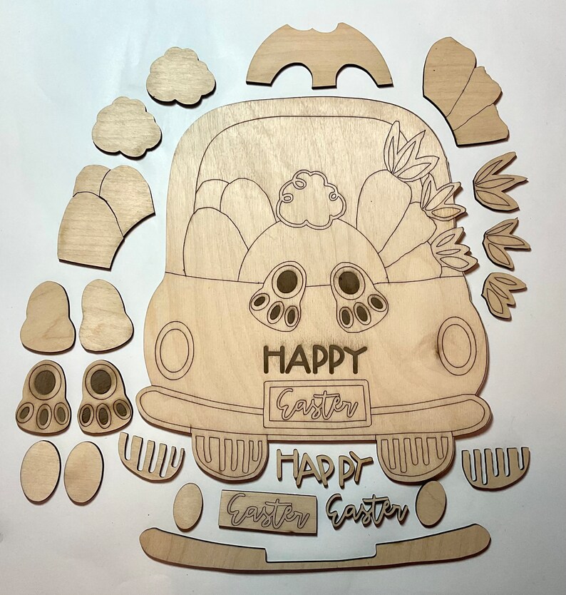 Paint Your Own Easter Bunny in the Truck Wood Kit image 1