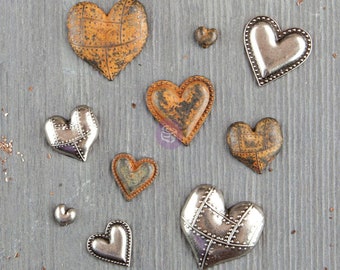 Mechanicals — Finnabair and Prima Marketing Metal Embellishments for Mixed-Media Art — Hearts, Latches, Gears, Knobs, Gizmos