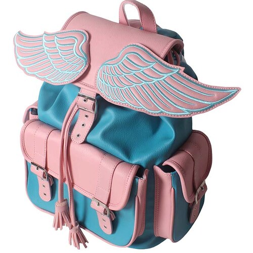 Sid Pink and Blue Winged Backpack 