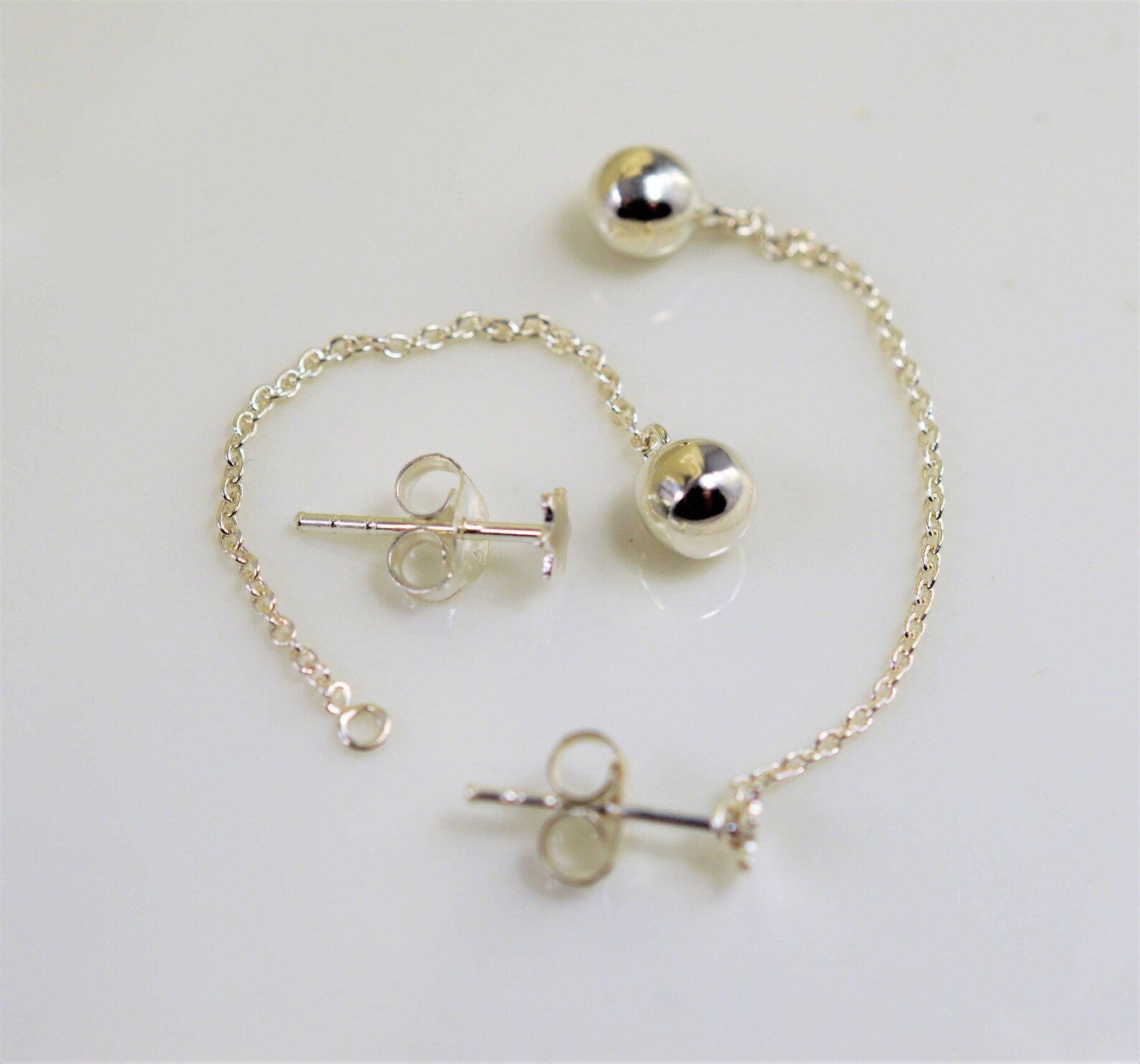 Sterling silver earring Star stud dangles Ball dangle Etsy