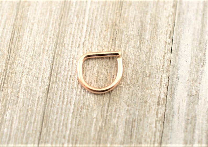 D Septum ring,Smooth D septum ring,Gypsy septum ring,Septum Hoop,Septum Jewelry,16gauge,18gauge,20gauge,Rose Gold,Smooth boho septum ring,