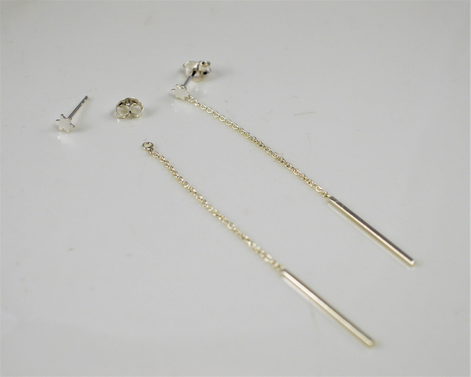 Sterling silver earring Star stud dangles Ball dangle Etsy