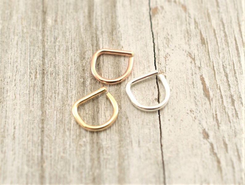 D Septum ring,Smooth D septum ring,Gypsy septum ring,Septum Hoop,Septum Jewelry,16gauge,18gauge,20gauge,Rose Gold,Smooth boho septum ring,