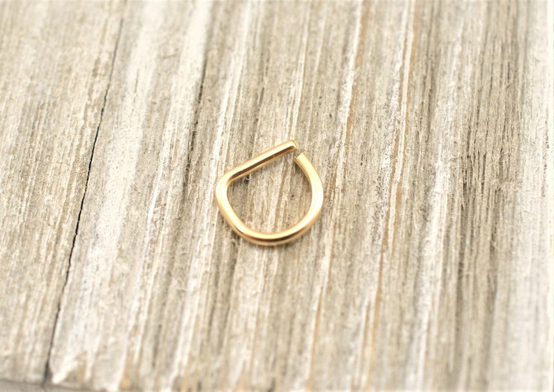 D Septum ring,Smooth D septum ring,Gypsy septum ring,Septum Hoop,Septum Jewelry,16gauge,18gauge,20gauge,Rose Gold,Smooth boho septum ring,