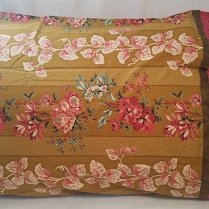 Gold, Brown and Pink Floral Standard/Queen Pillowcase