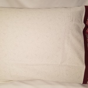 Cream and Red Floral Trim Standard/Queen Pillowcase