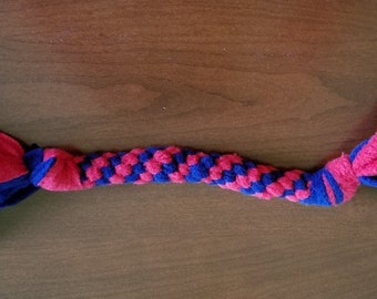 Fleece Braided Dog Tug Toy (Red & Blue) - Small Dog