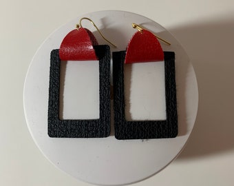 Square Faux Leather Earrings