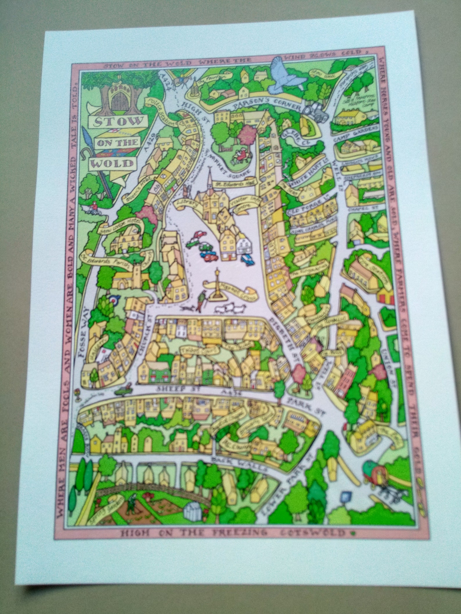 Stow on the Wold Cotswolds Hand drawn illustrated Etsy