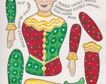 Paper Jester Puppet,a printable articulated puppet, DIY instant digital download. Theatrical decoration and retro /vintage toy.