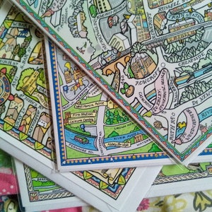 4 cartes différentes de la ville des Cotswolds. Intérieur vierge recyclable. Respectueux de l'environnement. Livraison gratuite