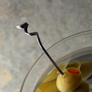 Twist Picks, Hand-Forged Solid Sterling Silver Cocktail Picks, Made to Order