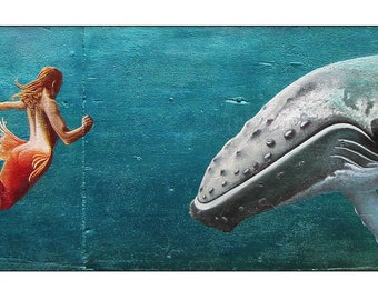 Mermaid & Humpback (XL Semi-Gloss Panoramic Print - 4' x 17.5")