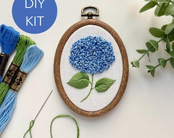 Hydrangea Stem Embroidery Kit: DIY Needle Craft Beginner Kit