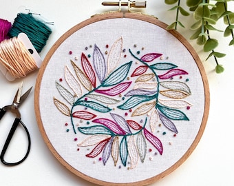 Vivid Vines Embroidery Hoop Art: Modern Botanical Wall Decor