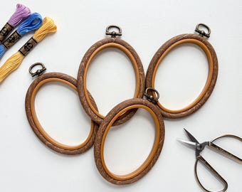 Faux wood oval embroidery hoop, cross stitch frame, imitated wood, art craft sewing