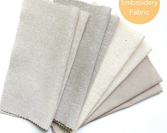 Embroidery fabric sample pack, cotton fabric for embroidery, fabric bundle, linen fabric, cotton linen blend