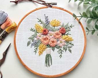 Hand embroidered Spring Bouquet Embroidery Hoop Art, 6" fiber art wall hanging, cottagecore home decor