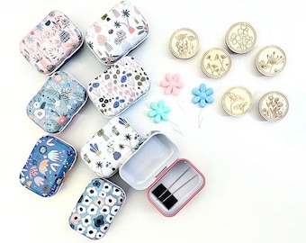 Floral Mini Sewing Kit: Magnetic Needle Minder, Travel Sewing Bag