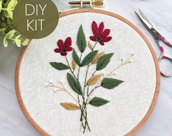 DIY embroidery Kit, craft box, bouquet embroidery, beginner embroidery, embroidery pattern