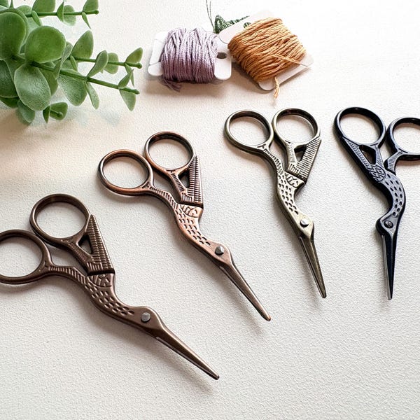 Vintage Style Stork Embroidery Scissors, sewing shears, embroidery supplies, cross stitch