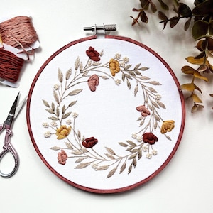Dried Flower Wreath Embroidery Hoop: Finished Floral Wall Art