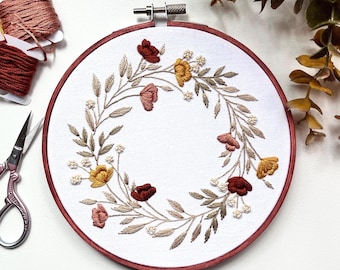 Dried Flower Wreath Embroidery Hoop: Finished Floral Wall Art