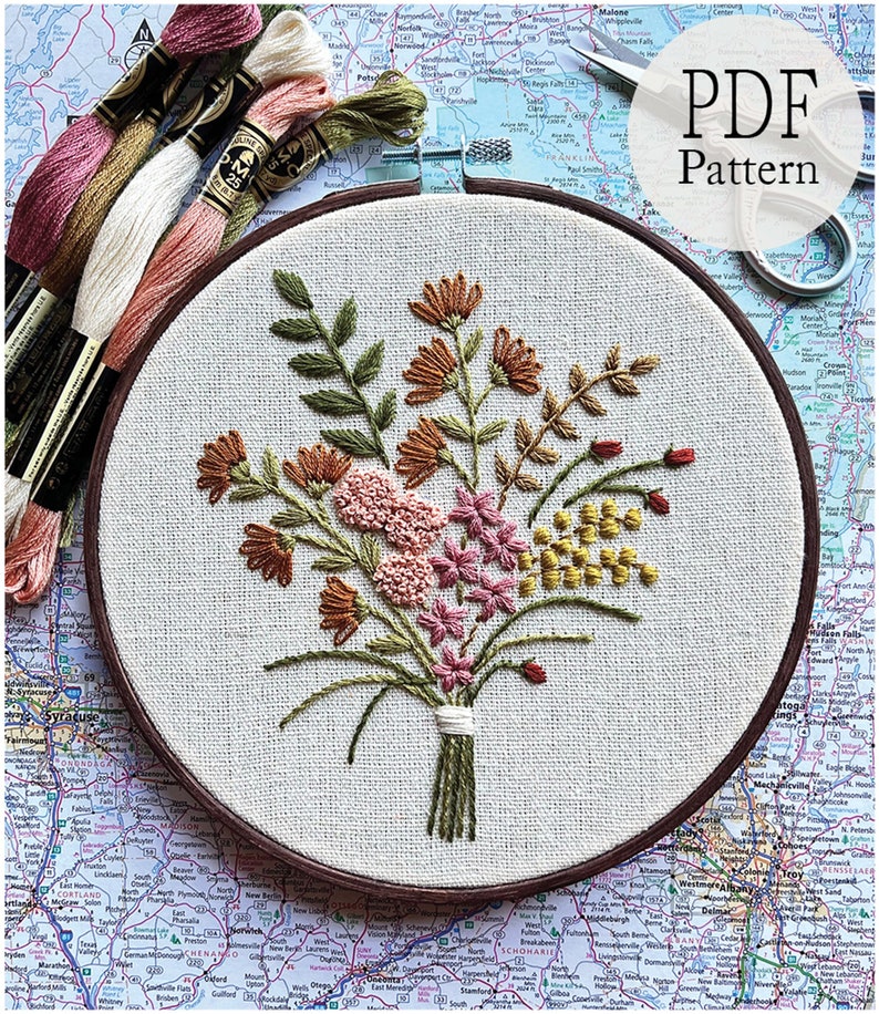 Wildflowers Bouquet Embroidery Pattern Step-by-step Pdf - Etsy