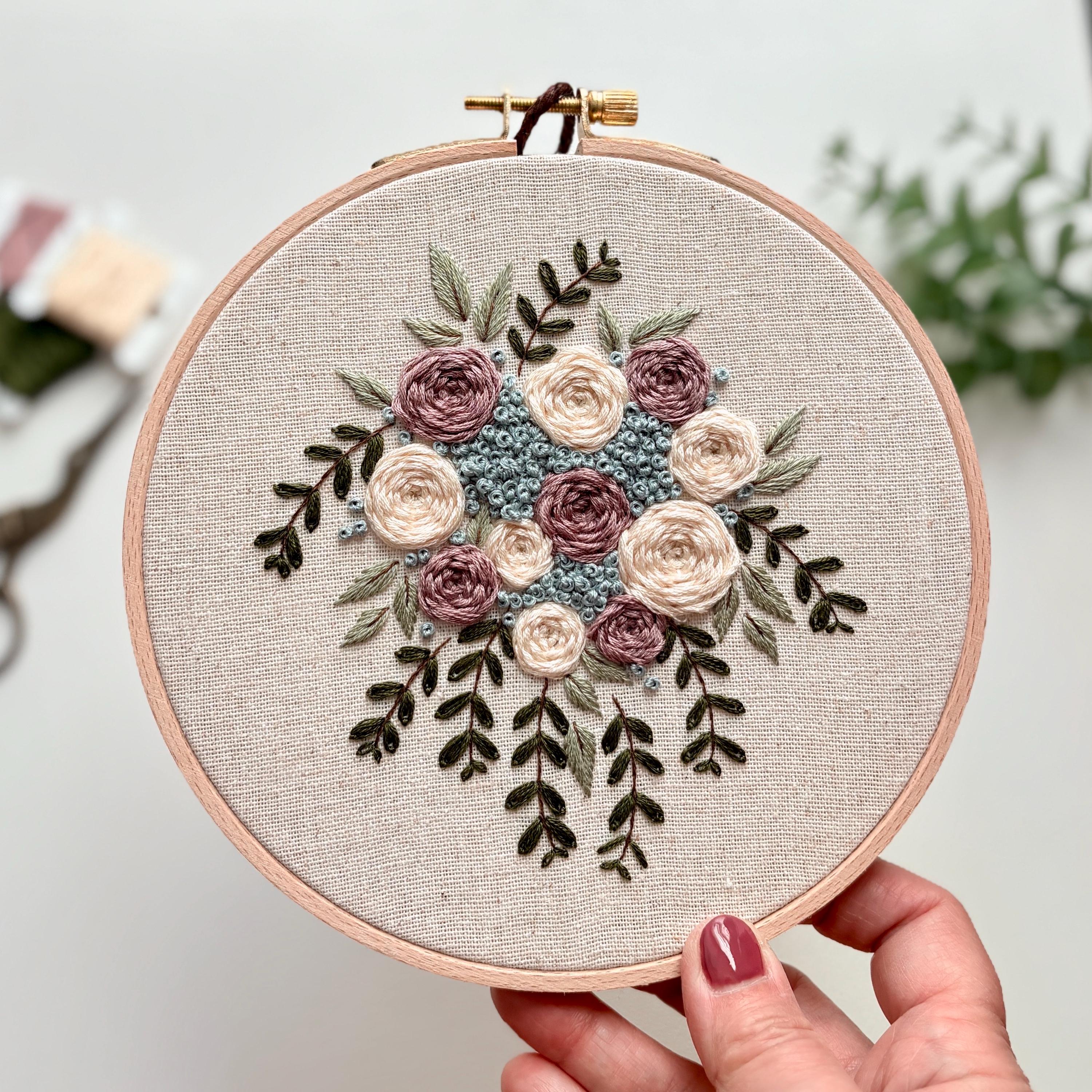Hand Embroidered Floral Hoop Art – Heirloom Garden Botanical Wall Decor ...