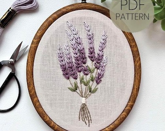 Lavender Bouquet Embroidery Pattern: Beginner Floral Design (PDF Pattern)