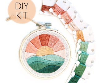 Embroidery DIY Kit, craft box, beginner friendly, sunrise embroidery, embroidery pattern