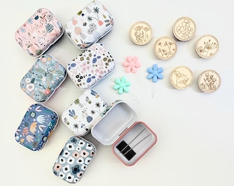 Mini kit de costura floral, kit de costura de viaje, organizador de accesorios de costura