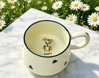Black triangular mug, Personalized customized mug, Free design and production, Customized mug for pet statues