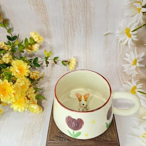 Tulip Pet Mug, Personalized Gift, Gift for Cat and Dog Owners, Customized Pet Portrait Cup