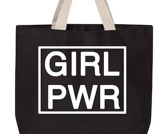 Girl Power Canvas Tote Bag, Feminist Accessories