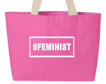 Hash Tag Feminist Tote Bag, Proud Feminist Canvas Bag,Feminist Statement Bag,Custom Group Canvas bags, Bachelorette  Canvas Gift Bag