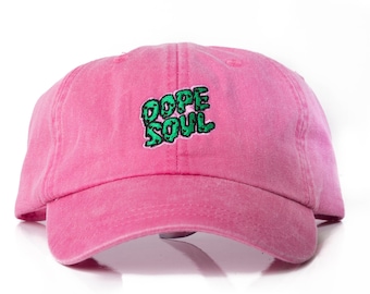 Dope Soul Dad Cap, Pink Embroidered Cotton Twill Cap