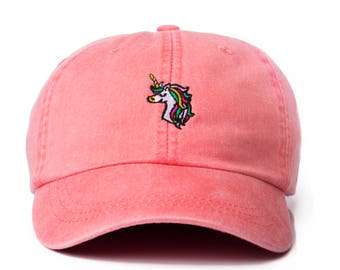 Unicorn Embroidered Dad Cap, Garment-Washed Cotton Twill