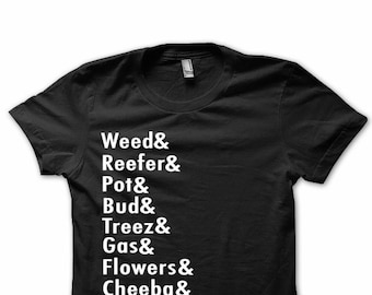 Cannabis Graphic T-Shirt, Weed Names Tee, Hemp Shirt