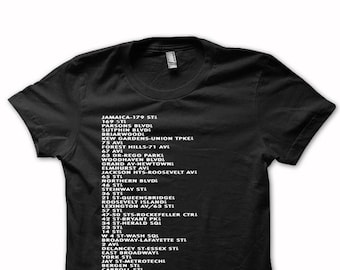 F Train Queens T-Shirt – NYC Subway Stops Tee