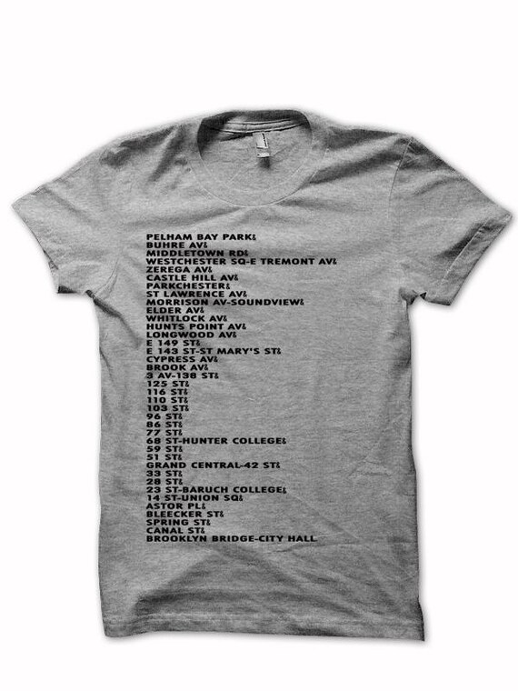 6 Train Stops T-shirt, NYC Subway, Manhattan Bronx Brooklyn Tee - Etsy