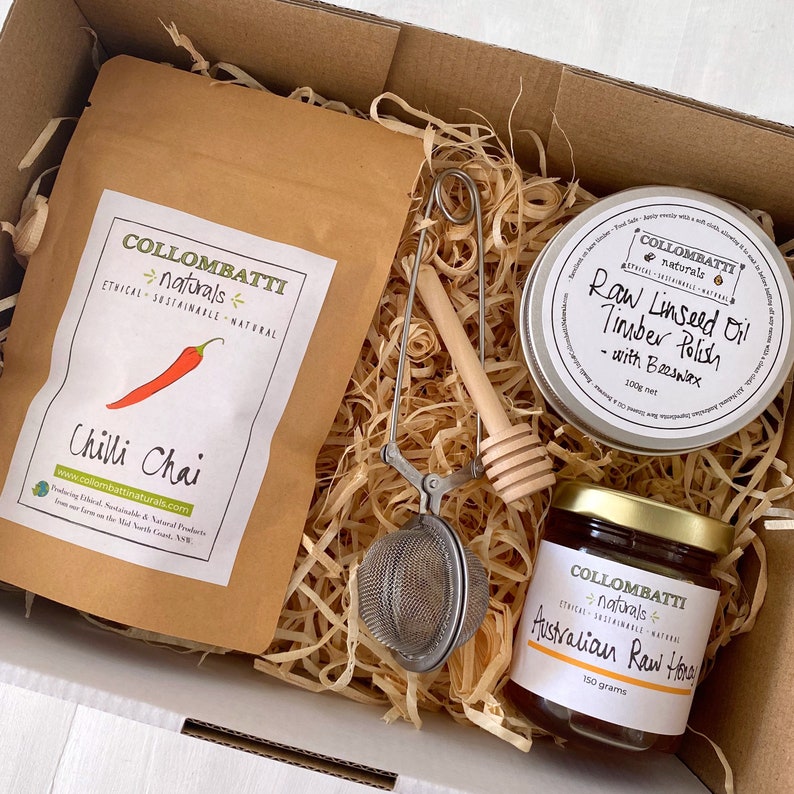 Australian Tea & Honey Gift Box with Beeswax Wood Polish